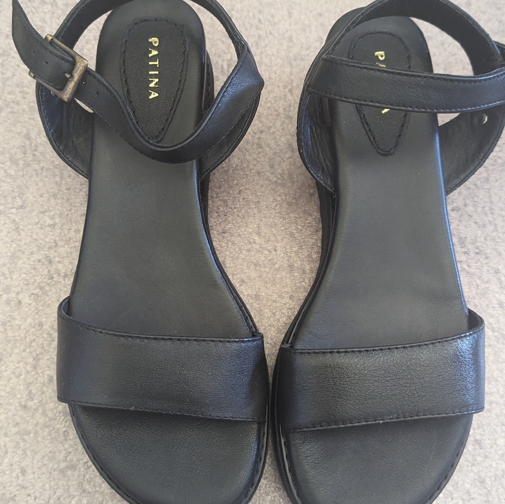 Portland Leather Platform Sandals - Black Size 8.5